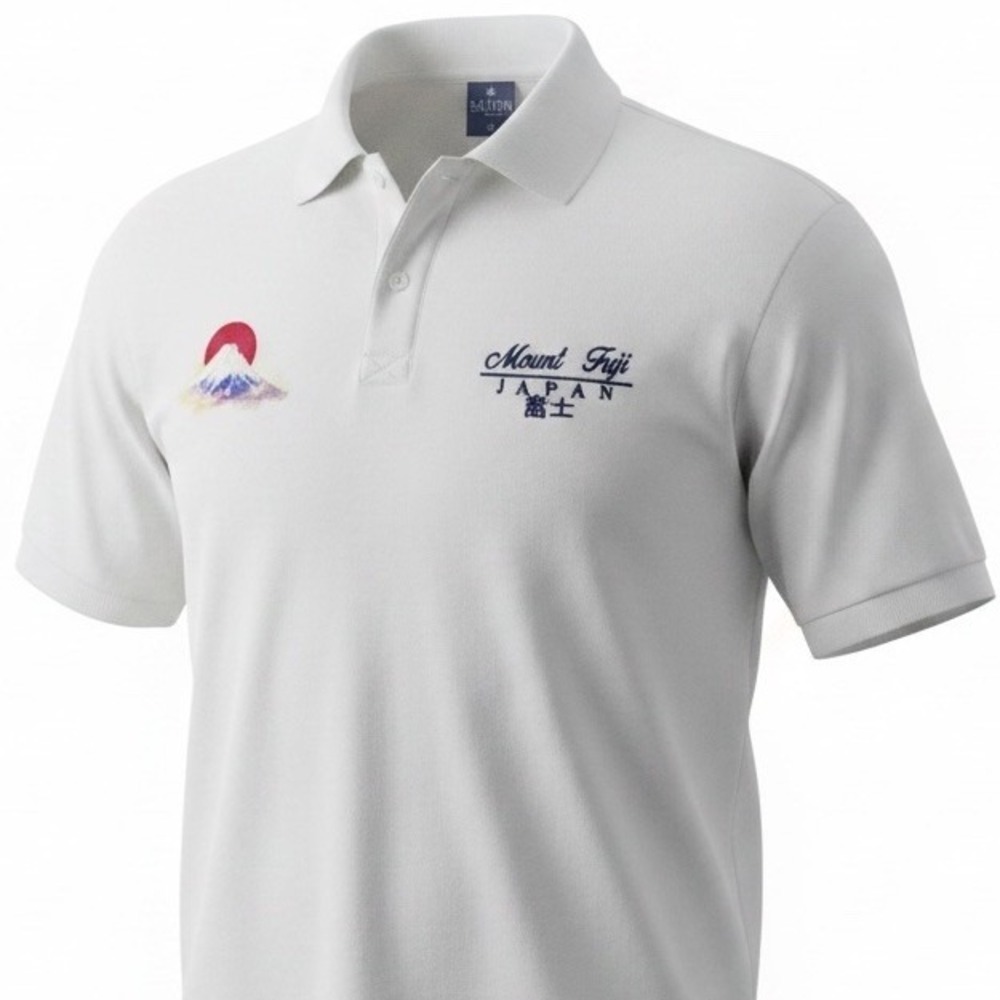 Mount Fuji Polo Mens Large Japan 100% Cotton White Embroidered Saint's New